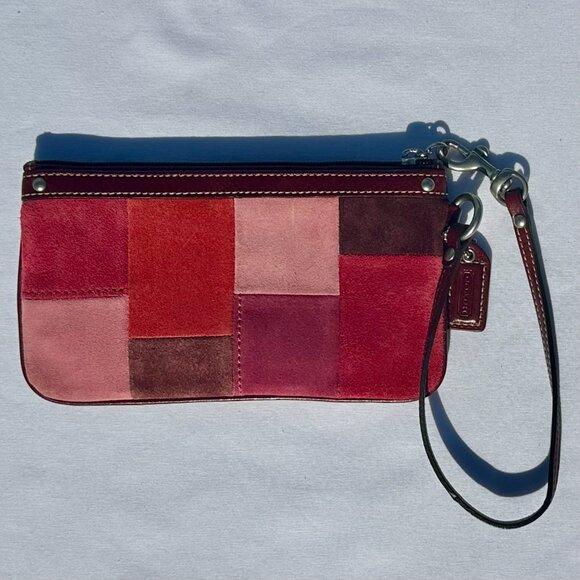 COACH Hampton Mosaic Suede Berry Patchwork Wristlet Leather Silver NWOT 140200 - Picture 6 of 12
